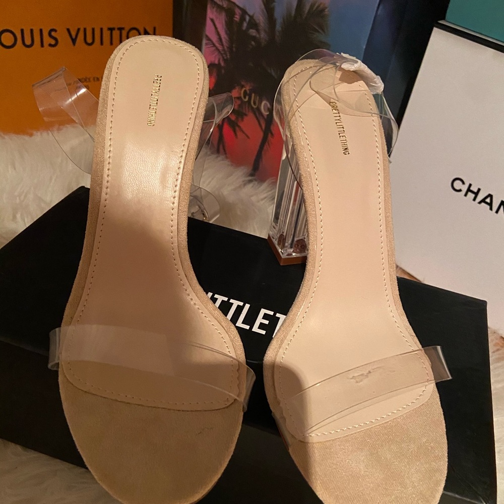 Clear nude heels